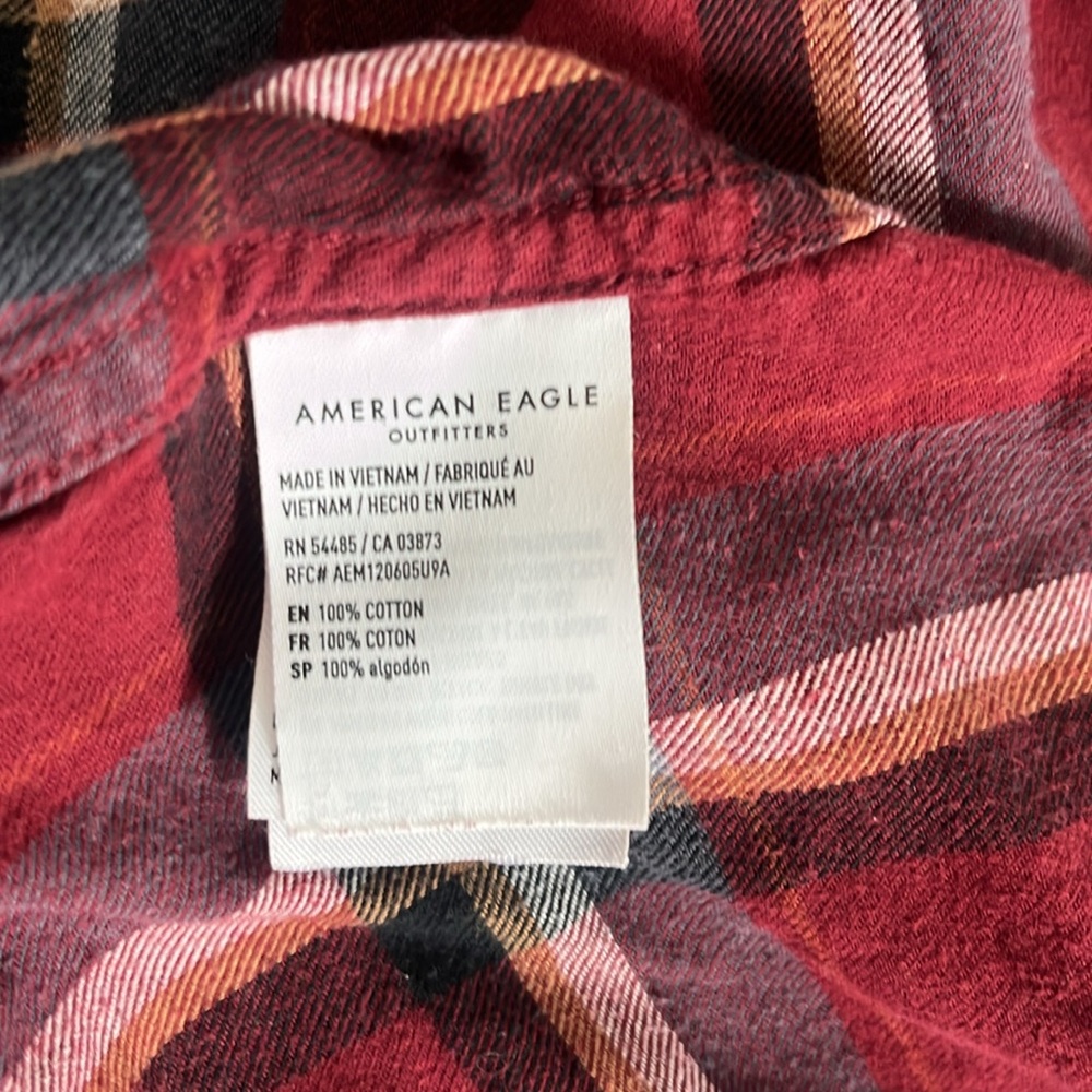 American Eagle Super Soft Plaid Red Button Up Flannel Shirt (DISCONTINUED) - Picture 4 of 8
